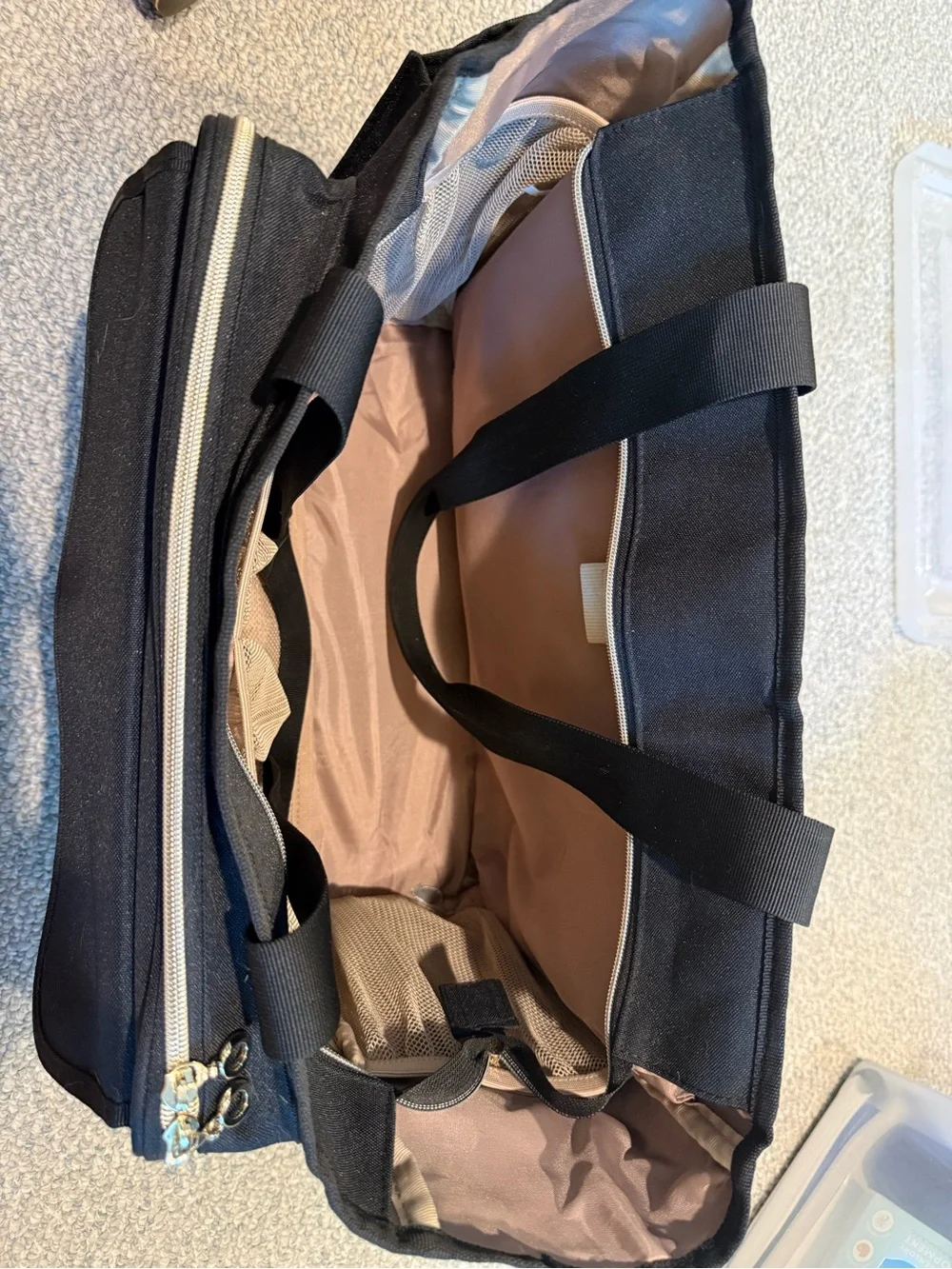 Black Quilted Laptop Tote Bag with Front Organizer Pocket